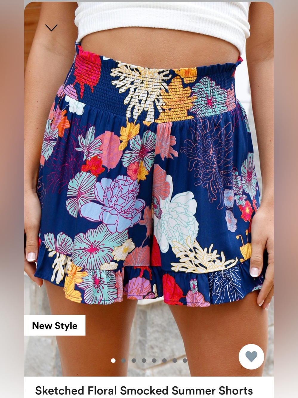 Grace & Lace Sketched Floral Smocked Summer Shorts